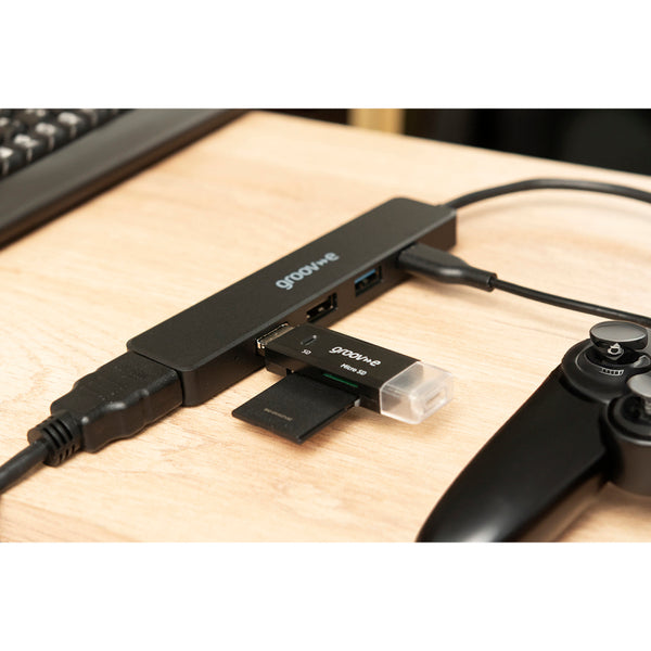 Groov-e Multiport Hub USB-C to 5 Ports (HDMI, USB-C and USB-A x 3) - Black - GVPC10BK