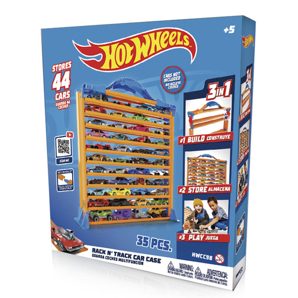 Hot Wheels Rack N' Track Cars & Toys Organiser Storage with 44 Vehicle Compartments - HWCC9B