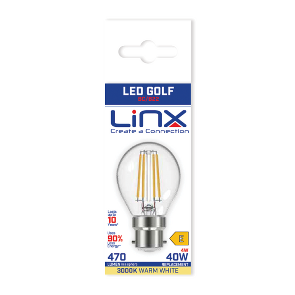 Linx G45 Golf Clear 4W LED Filament Bulb - Warm White - LX007