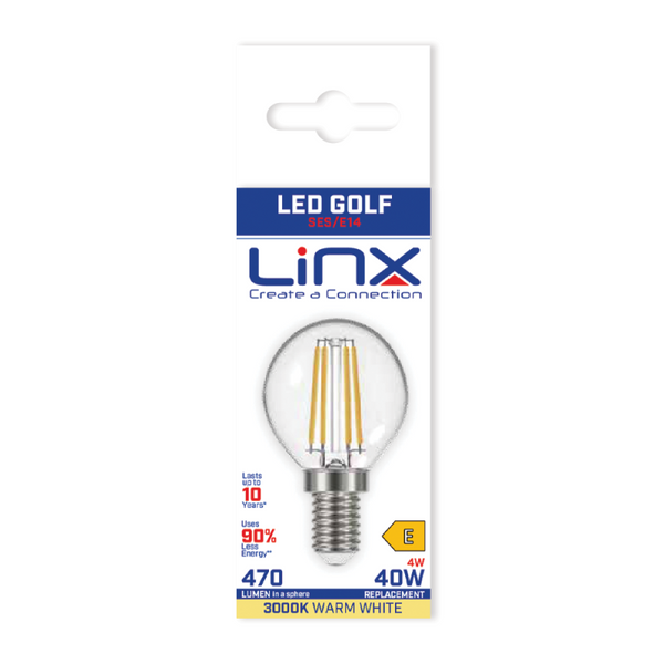 Linx G45 Golf Clear 4W LED Filament Bulb - Warm White - LX007