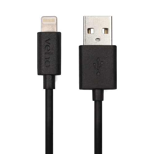 Veho Pebble Apple Certified MFi Lightning To USB Cable | (0.2m/0.7ft) - Black - VPP-601-20CM