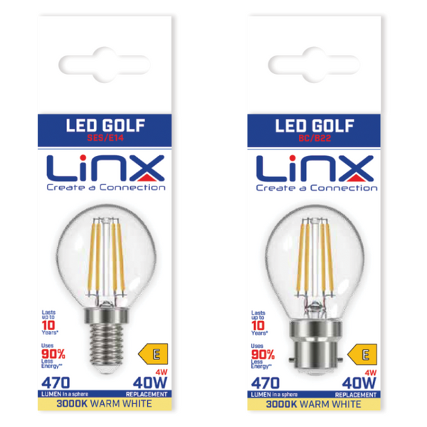 Linx G45 Golf Clear 4W LED Filament Bulb - Warm White - LX007