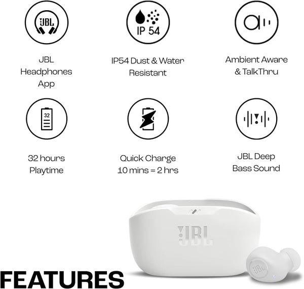 JBL Wave Buds In-Ear Wireless Headphones with Charging Case