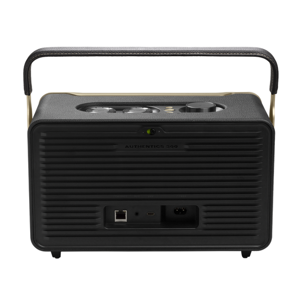 JBL Authentics 300 Portable Smart Home Speaker with Built-In Wi-Fi. Music Streaming, Voice Assist, Bluetooth, Retro Design - Black