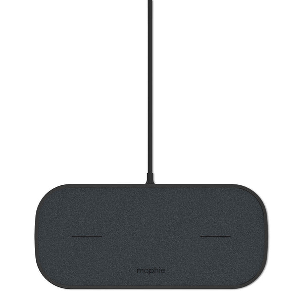Mophie Dual Qi Wireless Charging Pad 10W (Fabric) with UK Plug Adaptor - Grey/Black - 409903634