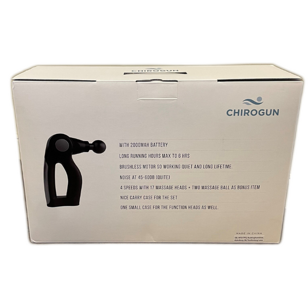 Chirogun Percussion Massage Fitness Gun with 17 Heads & 4 Speeds - Black/Blue