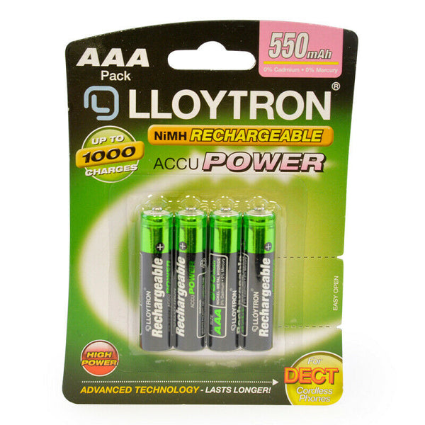 Lloytron 3-Piece Rechargeable Battery Bundle | Includes 4x AA, 4x AAA + Mains Battery Charger - B011 / B014 / B1502