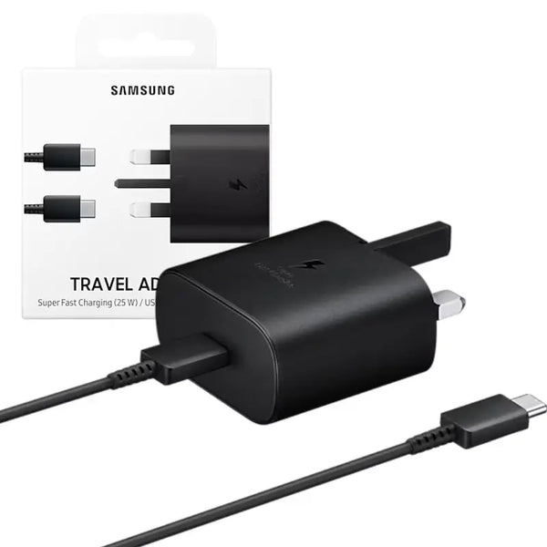 Samsung 25W Super Fast Charging Travel Adapter & USB-C to C Data Cable - Black - EP-TA800XBEGGB