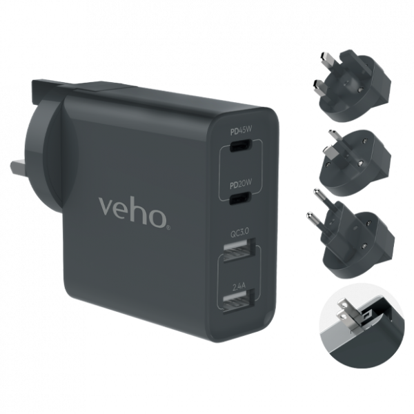 Veho TA-45 Multi region universal USB charger plug adapter - VAA-700-TA45