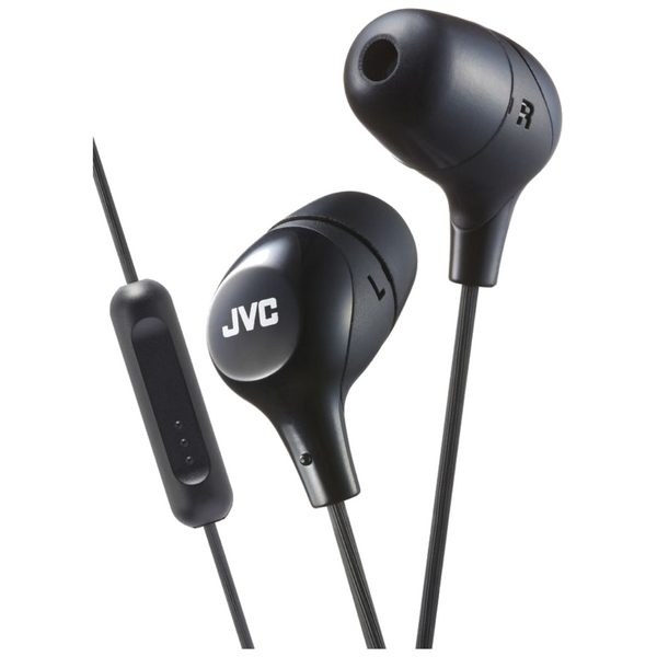 JVC HAFX38M Marshmallow Custom Fit In-Ear Headphones with Remote & Mic - Black - HA-FX38M-B