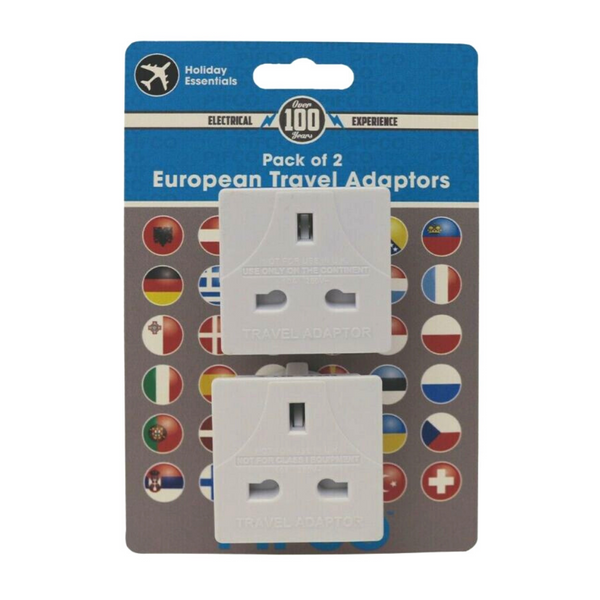 Pifco Value Range European Travel Adaptors | UK - EU | For Use in European Country (Pack of 2) - ELA1142