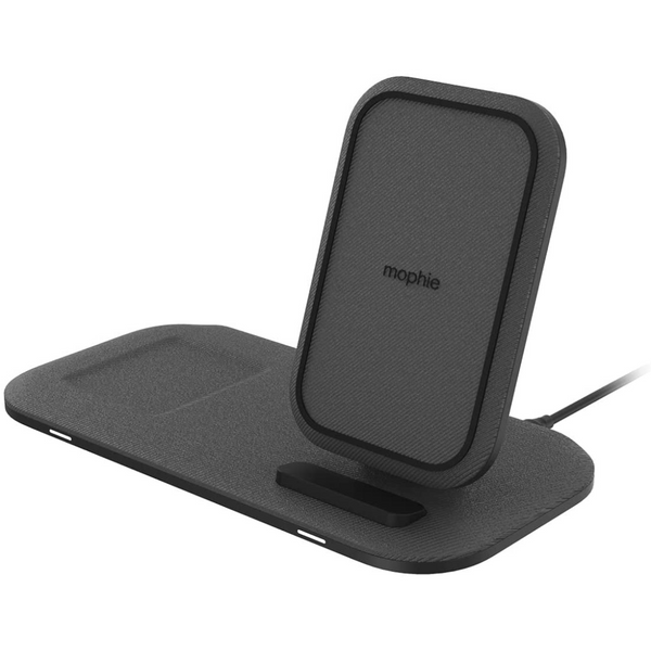 Mophie Qi Wireless Charging Stand+ 2-in-1 for Smartphone and Headphones - Fabric Black - 401305842