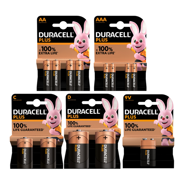 Duracell Plus Alkaline Batteries for General Household Use - Size AA/AAA/C/D/9v