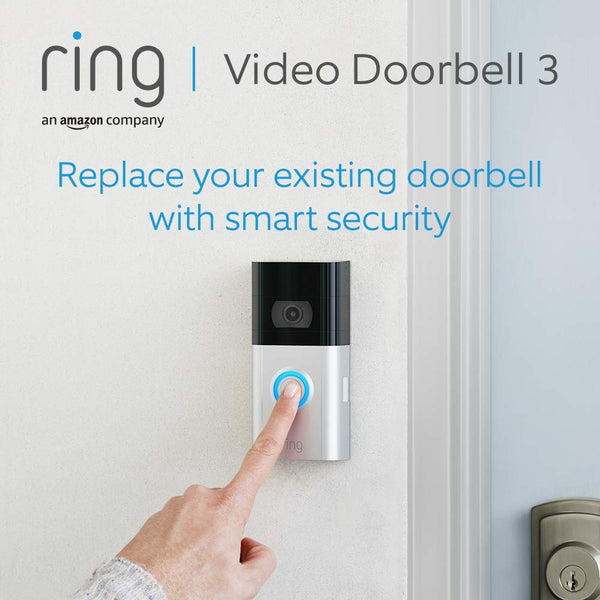 Ring Video Doorbell 3 | 1080p HD Video & Improved Motion Detection - Satin Nickel - B084B3WQZG [Open Box]