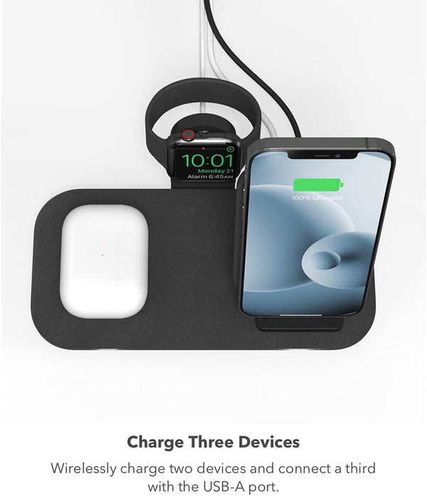 Mophie Qi Wireless Charging Stand+ 2-in-1 for Smartphone and Headphones - Fabric Black - 401305842