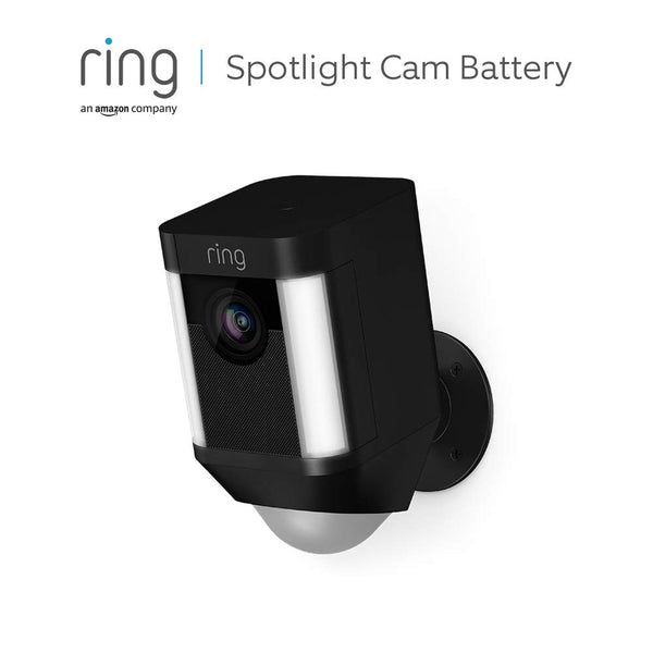 Ring Spotlight Stick Up Cam | Battery Powered Outdoor HD Security Camera with Floodlight - Black or White - [Open Box]