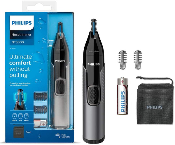 Philips Nose, Ear and Eyebrow Hair Trimmer with Protective Guard System | Battery Operated - NT3650/16