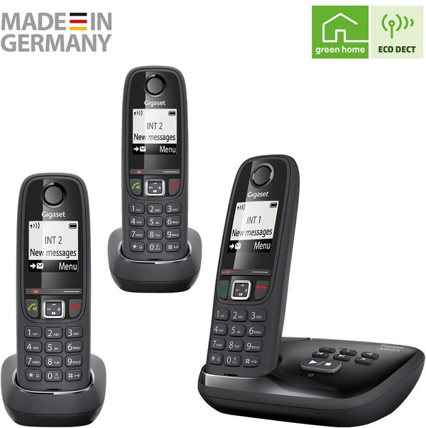 Gigaset AS405A Advanced Cordless Home Phone with Answer Machine and Call Block - Single, Duo & Trio