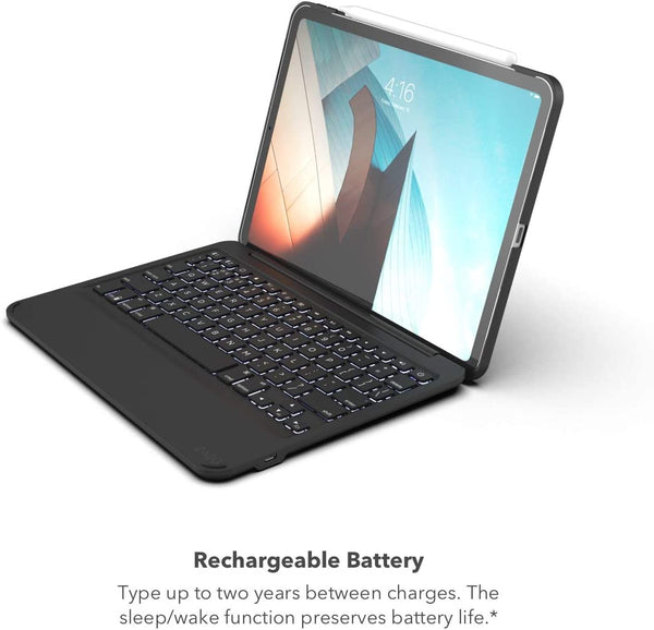 Zagg Folio Backlit Tablet Keyboard and Case for iPad Pro 11"" (2018) and iPad 10.9"" (2020) - Black - 103002357