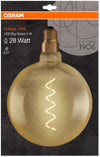 Osram 1906 LED E27 Vintage Spiral Filament Large Globe Glass Light Bulb 28W - Gold or Smoke
