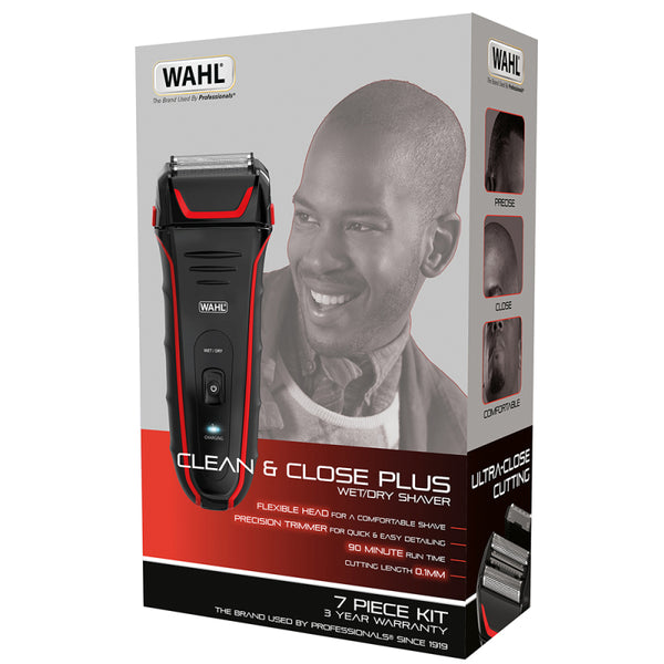 Wahl Clean & Close Plus Wet/Dry Shaver - Black/Red - 7064-017