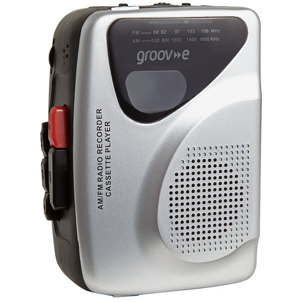 Groov-e Portable Retro Personal Cassette Player and Recorder with Speaker & Mic, AM/FM Radio and Earphones - GVPS525/SR