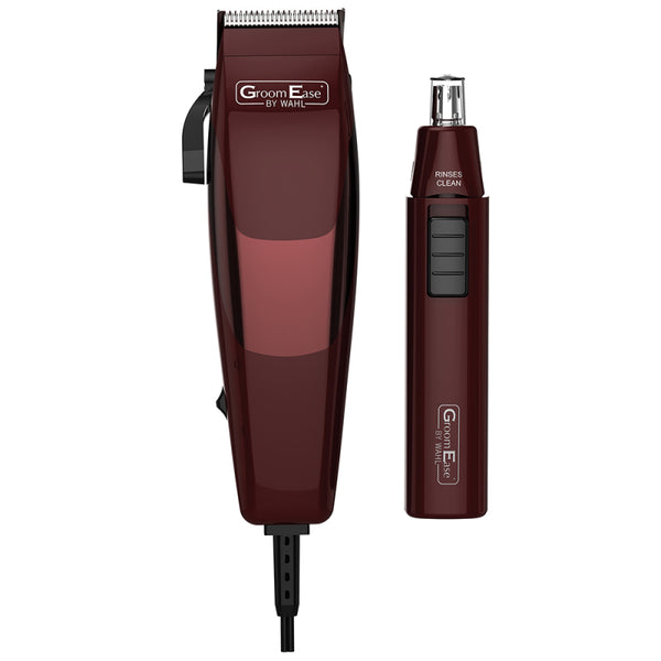 Wahl GroomEase Hair Clipper & Nose Trimmer Gift Set - Black or Burgundy - 79449