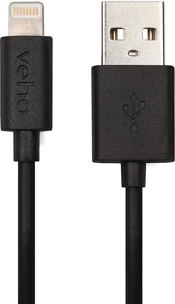 Veho Pebble Apple Certified MFi Lightning To USB Cable | (0.2m/0.7ft) - Black - VPP-601-20CM