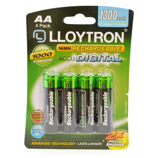 Lloytron Rechargeable AA & AAA Ni-Mh Batteries Accuultra | Various mAh - 4 Packs