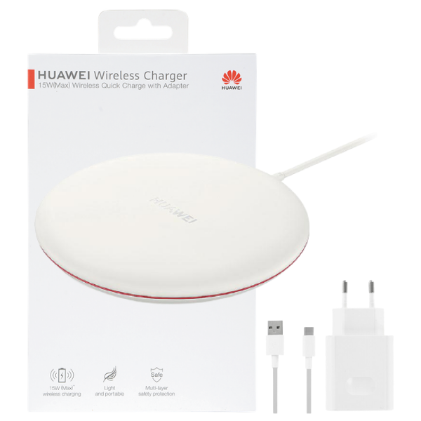 Huawei Wireless Charger | 15W(Max) Wireless Super Charger with EU Adaptor - White/Red - CP60/EU