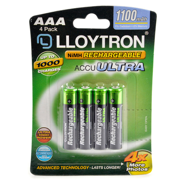 Lloytron Rechargeable AA & AAA Ni-Mh Batteries Accuultra | Various mAh - 4 Packs