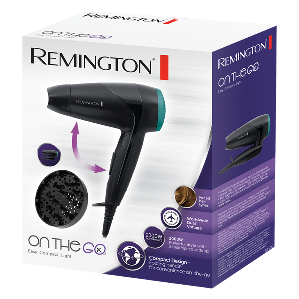 Remington D1500 Travel Hairdryer 2000W - Black - D1500