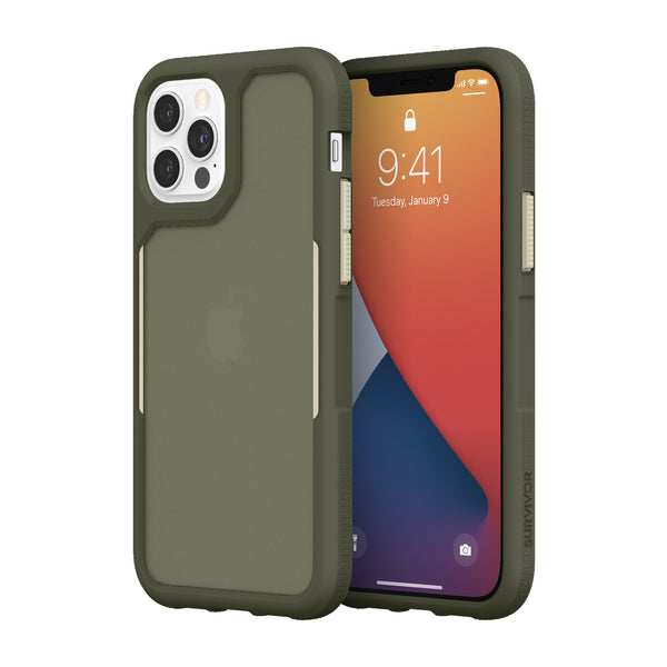 Griffin Survivor Endurance Protective Case for iPhone 12 Mini, 12, 12 Pro & 12 Pro Max - Black/Grey, Navy, Olive Green & Pink