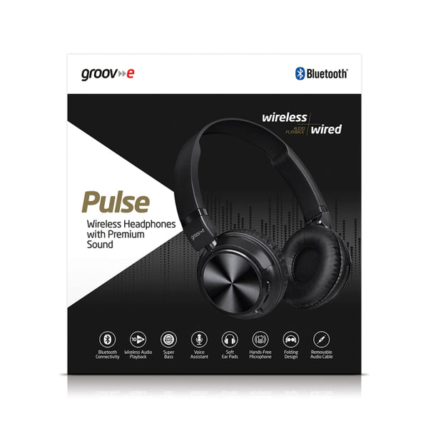 Groov-e Pulse Wireless Bluetooth Stereo Headphones - Black - GVBT1300BK