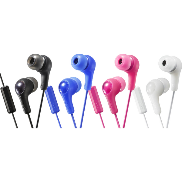 JVC Gumy Plus In Ear Headphones with Mic & Remote - Black, Blue, Pink or White - HAFX7M