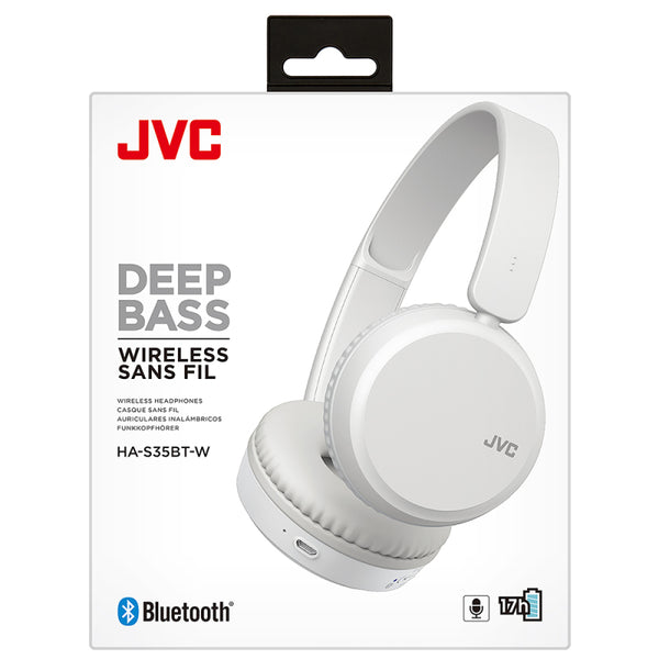 JVC Deep Bass Bluetooth On Ear Headphones - White - HAS35BTWU