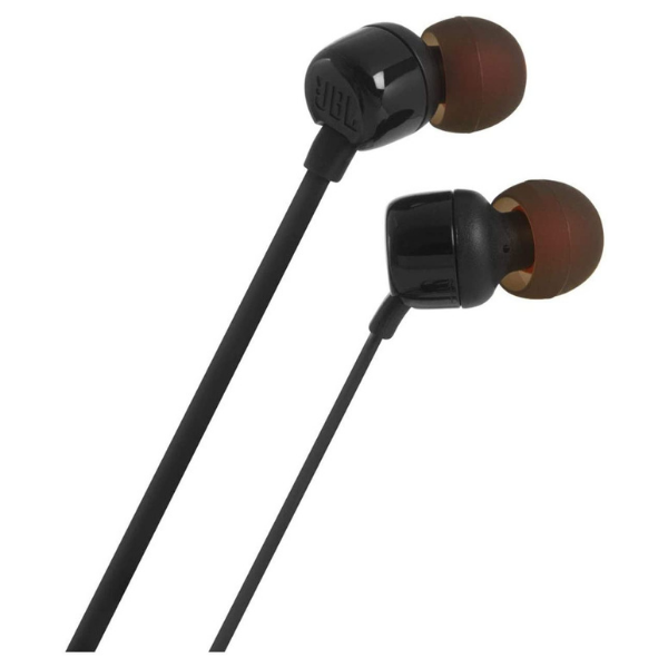 JBL Tune 110 Wired In-Ear Headphones with Tangle Free Cable - Black - JBLT110BLK