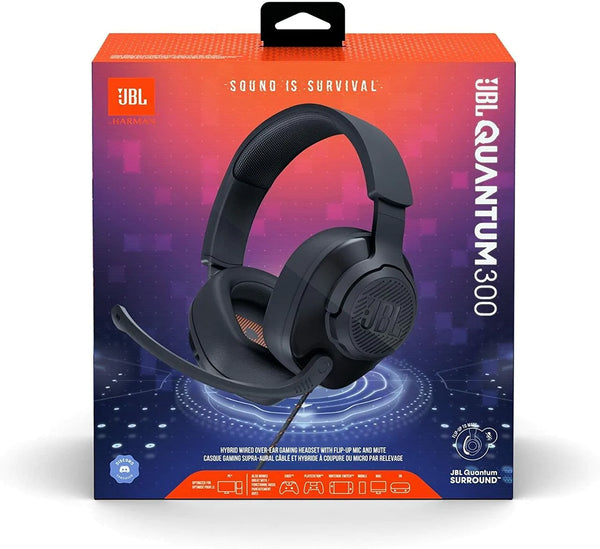 JBL Quantum 300 Wired On-Ear Gaming Headset with Microphone | Multi-Platform Compatible - Black - JBLQUANTUM300BLK