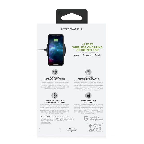 Mophie 10W Qi Wireless Charging Pad for iPhone, AirPods and other Qi-Enabled Devices (UK Adapter) - Black - 409903377