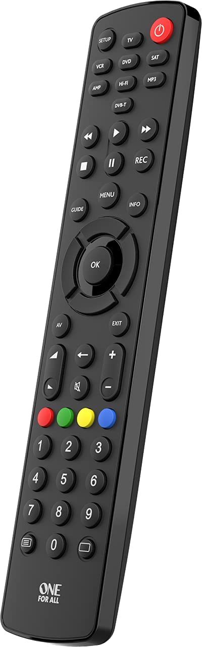 One For All Contour Universal 8 in 1 Television Remote Control - Black - URC1280