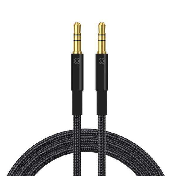 Urbanz 1m AUX Audio Cable with Gold Plated Connectors and Braided Cord - Black - INC-35P/P-1-BK