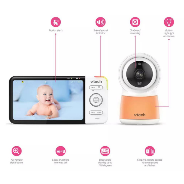 VTech 5" Smart WiFi 1080p Pan & Tilt Monitor | From Birth - 10 Years - RM5754HD