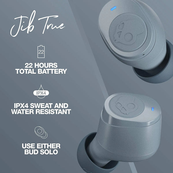 Skullcandy Jib True Wireless In-Ear Headphones, Bluetooth 5.0, IPX4 Water Resistant - Chill Grey - S2JTW-N744