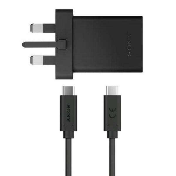 Sony 30W Fast Mains Wall Charger & 1m USB-C to USB-C Cable (UK) - Black - XQZUC1B.UK