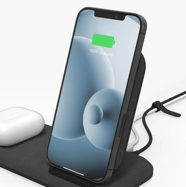 Mophie Qi Wireless Charging Stand+ 2-in-1 for Smartphone and Headphones - Fabric Black - 401305842