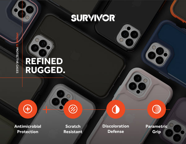 Griffin Survivor Extreme Protective Case for iPhone 12 Mini, 12, 12 Pro & 12 Pro Max - Black or Navy/Pink