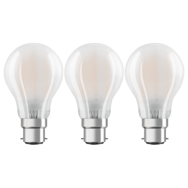 Osram LED B22D Frosted Filament GLS BC Light Bulb 60W (3 Pack) - Warm White - LV115132