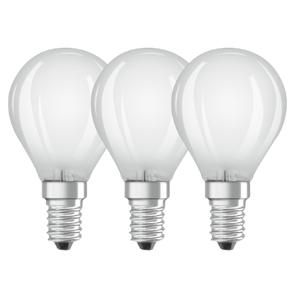 Osram LED E14 Frosted Filament SES Light Bulb Mini Globe (3 Pack) - LV819399