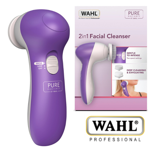 Wahl Pure Radiance 2 in 1 Facial Cleanser Brush | Interchangeable Head - Purple - ZY107