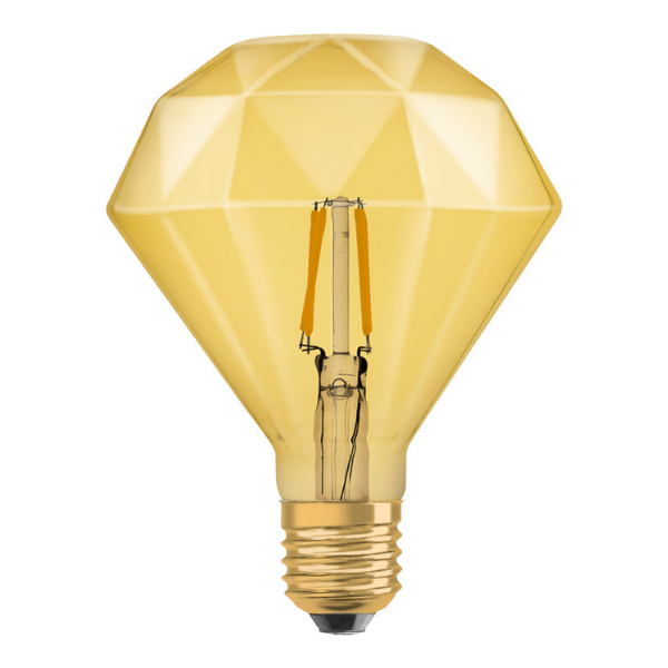 Osram 1906 LED E27 Vintage Filament ES Light Bulb Diamond Glass 40W - Gold - LV091955